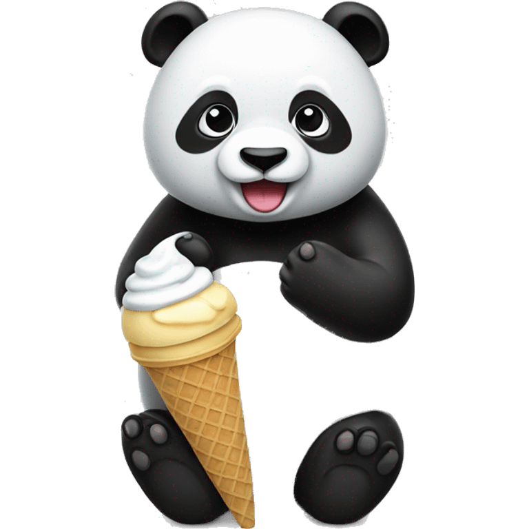 Panda eating ice cream and black emoji