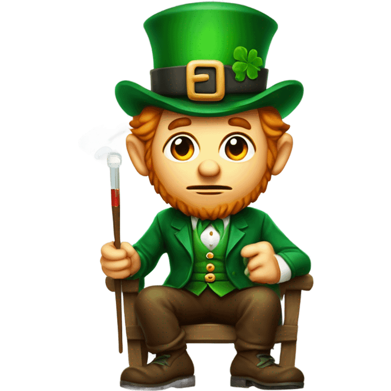 sick leprechaun with fever and thermometer emoji