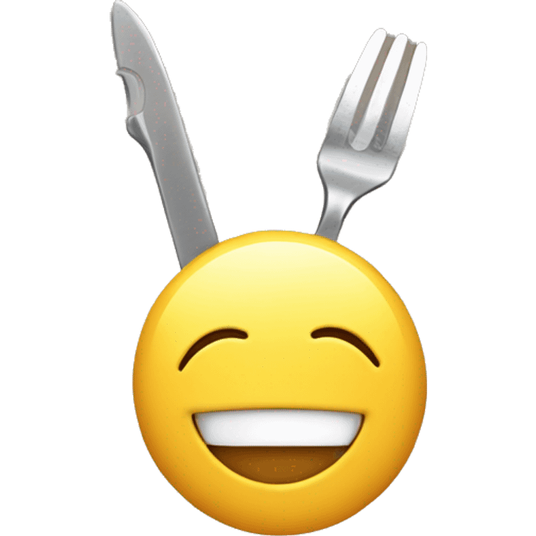 A smiling Emoji hiding a butter knife Behind their back emoji