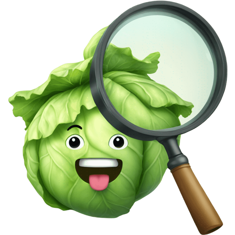 happy cabbage hold magnifying glass emoji