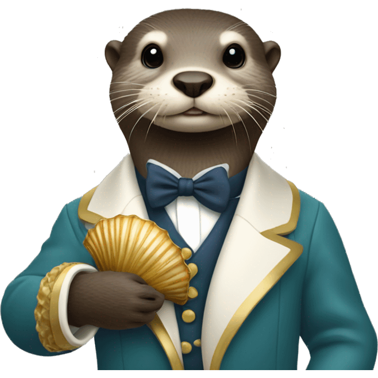 Wealthy Otter holding scallop shells emoji