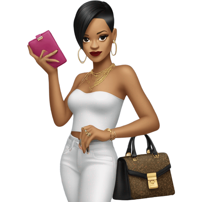 Rihanna with bag emoji