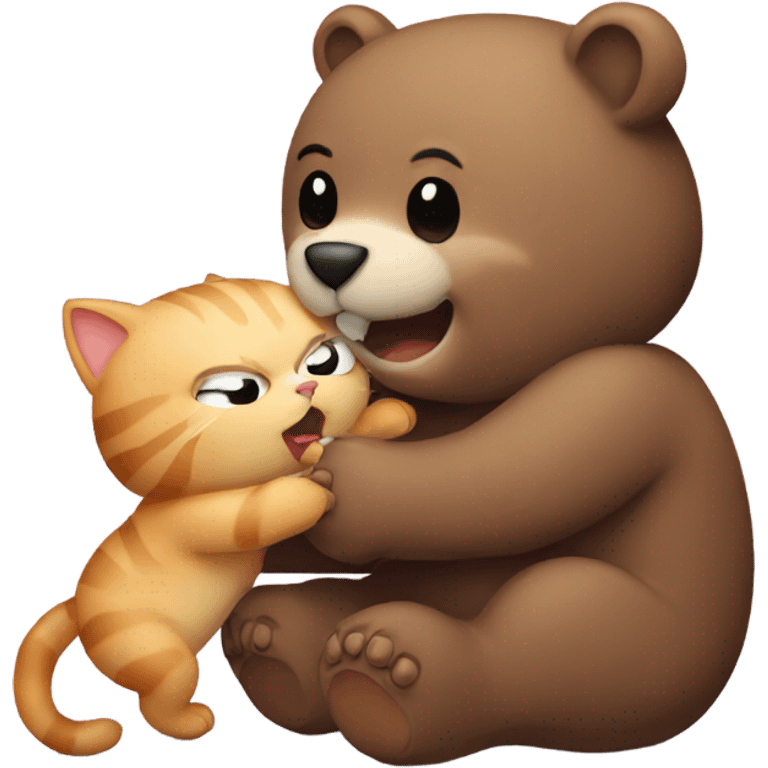 cat biting bear emoji