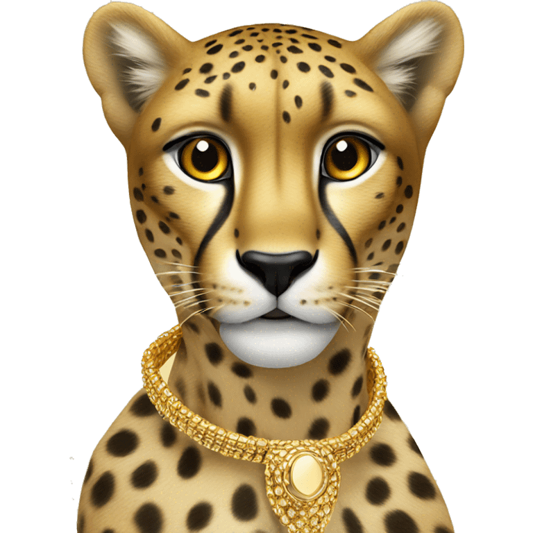 Cheetah with gold jewellery  emoji