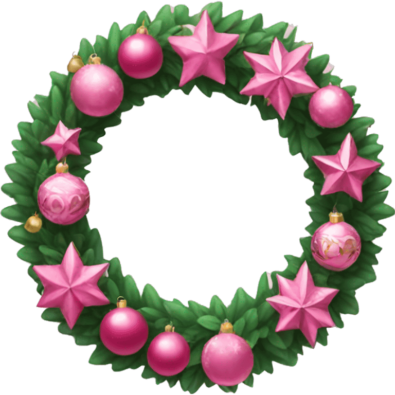 Pink wreath with ornaments  emoji