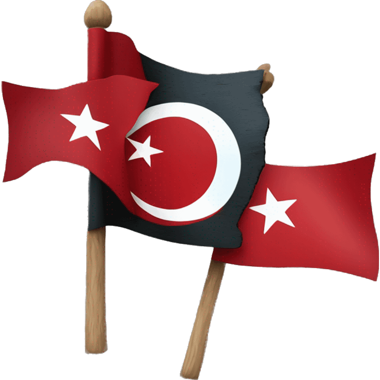 turkish flag but backgounrd black moon red and star is bark blue emoji