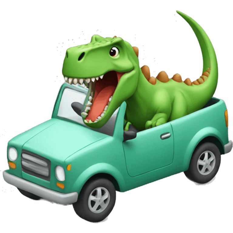 Dinosaur in a car emoji