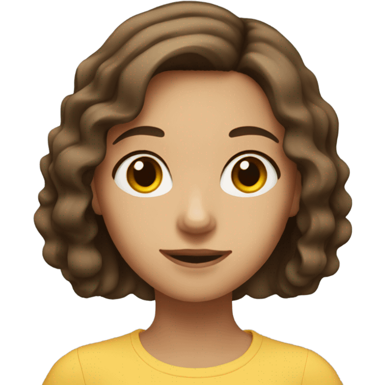 girl with brown eyes and shoulder-length brown hair emoji