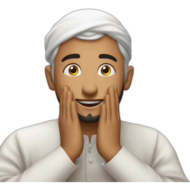 A muslim man praying with excitement emoji