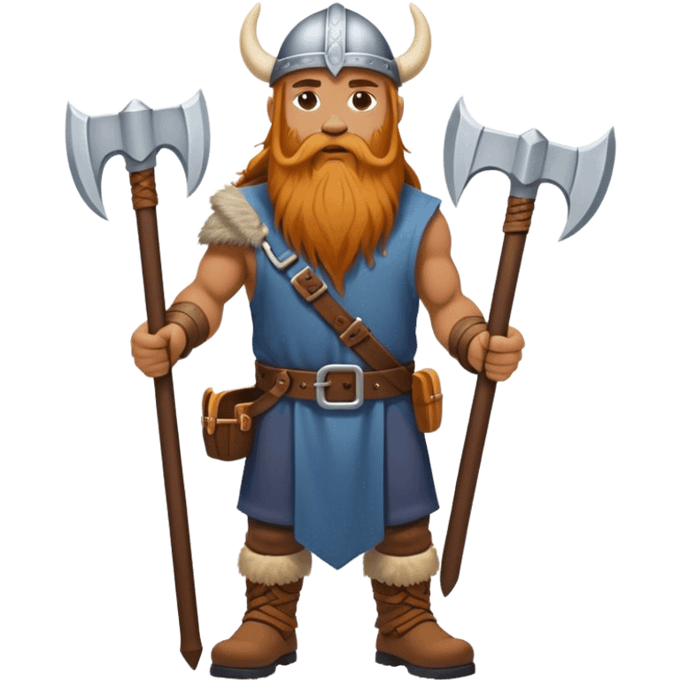 road builder full body as a viking with very long bear emoji