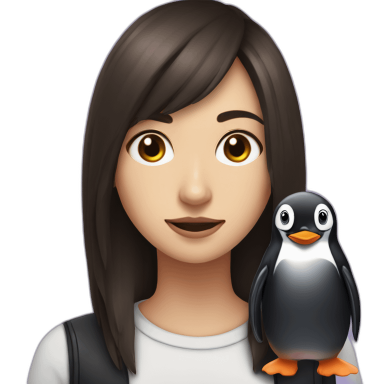 girl streaming on twitch with a penguin emoji