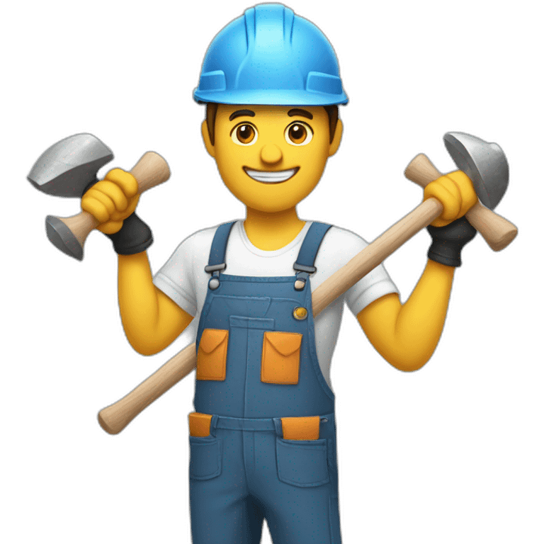 Builder juggles with hammers emoji