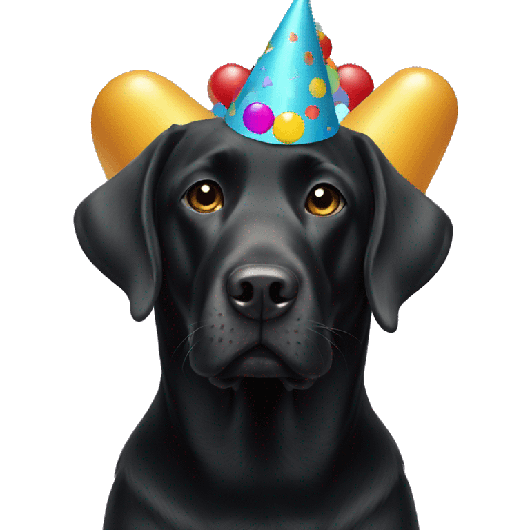 Black labrador with partyhat emoji