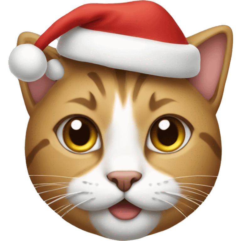 Cat wearing a Christmas hat emoji