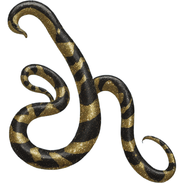 Cute serpent. Black. Legs and arms. Glitter emoji