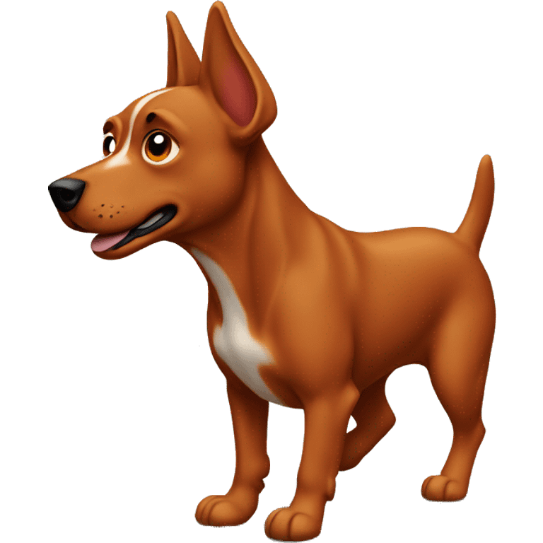 solid red dog with pointed ears running emoji