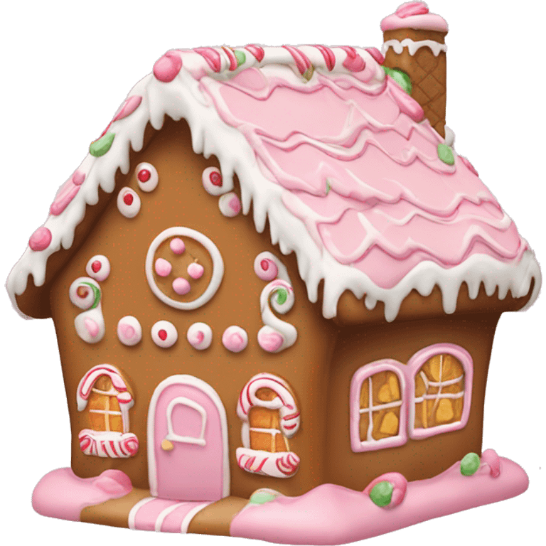 gingerbread house with pale pink icing  emoji