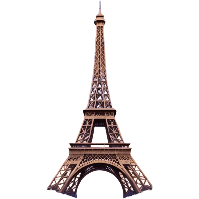 Cinematic Realistic Eiffel Tower Landmark Emoji, depicted with the iconic iron lattice structure against a twilight sky rendered with dramatic, luminous lighting and intricate detail. emoji