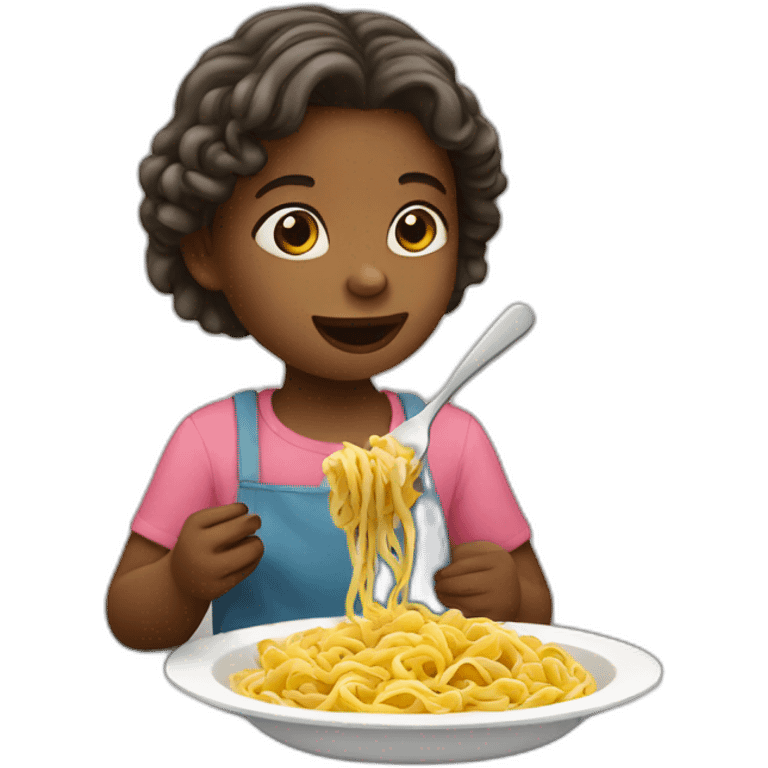 little girl eating pasta emoji