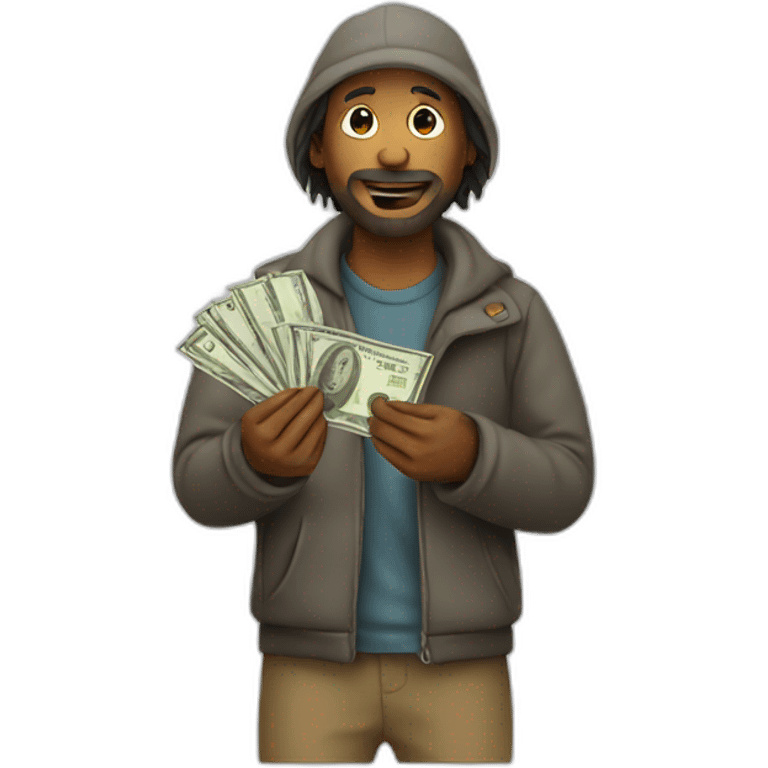 homeless giving money emoji