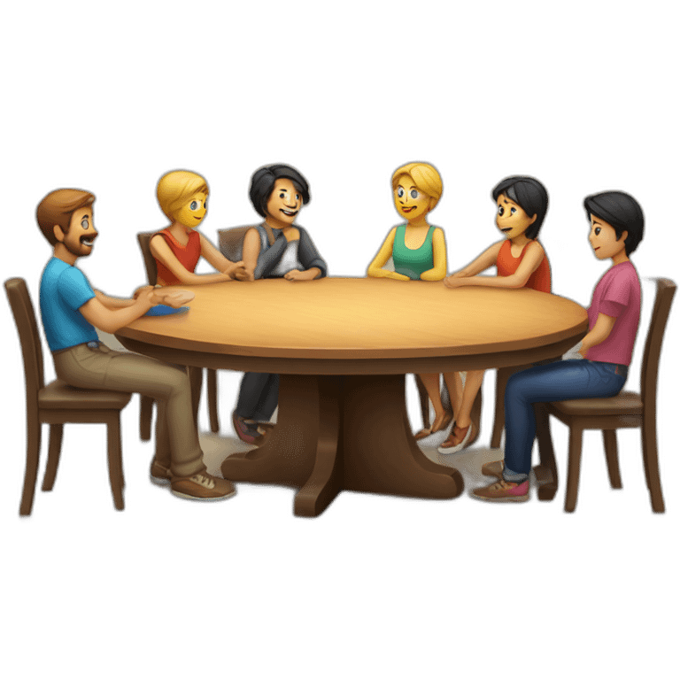 people sitting around a rounded table. No cropping. emoji