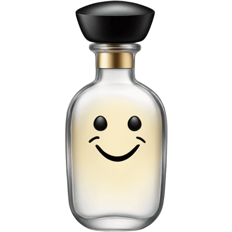 smiling perfume with black cap emoji