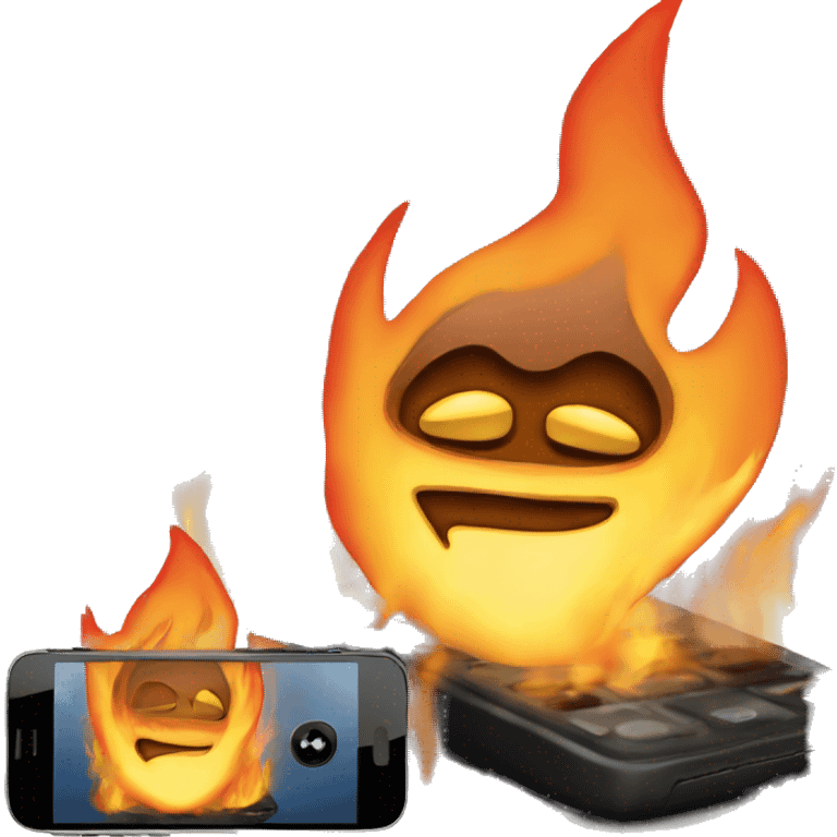 fire and phone emoji