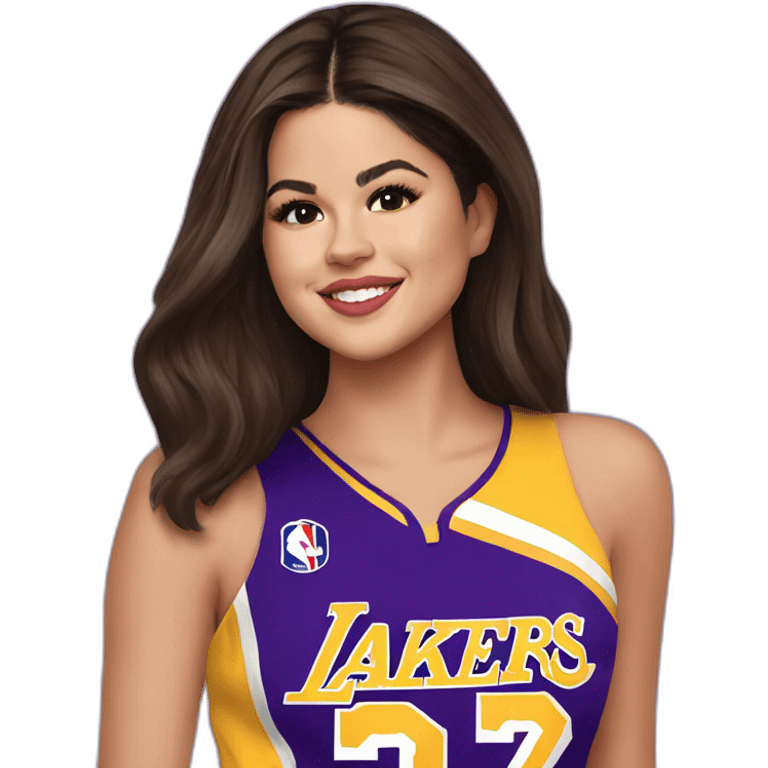 selena gomez wearing lakers jersey emoji