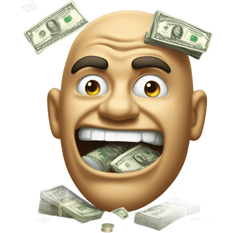 Scary face eating money emoji