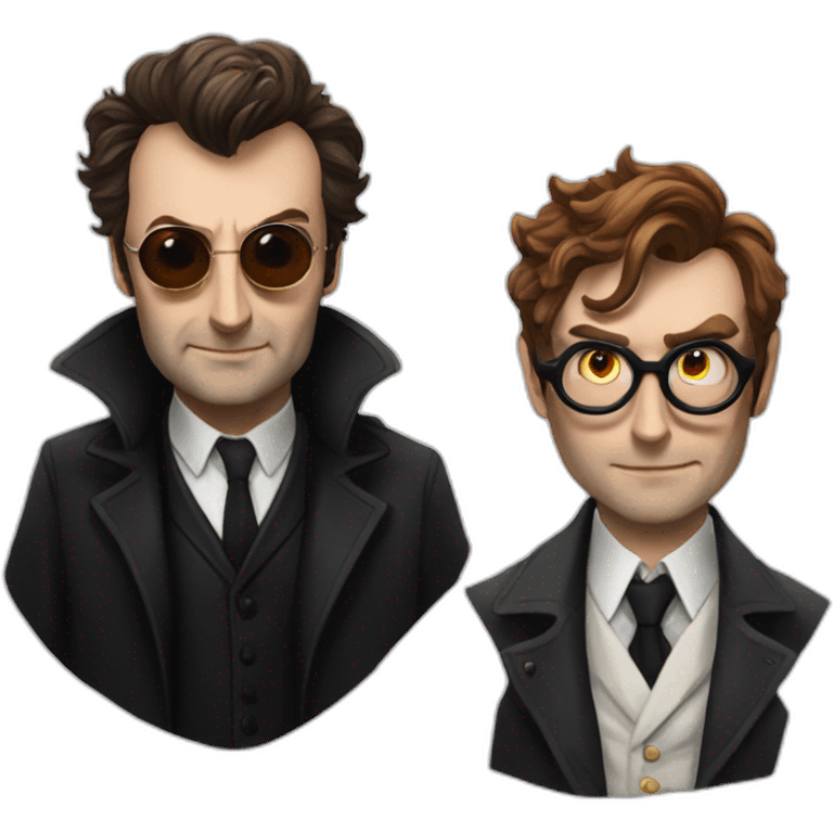 crowley from good omens with the 10th Doctor from Doctor who emoji