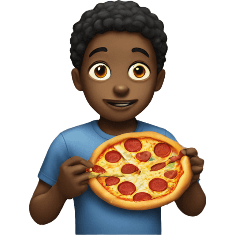 black kid eating pizza emoji