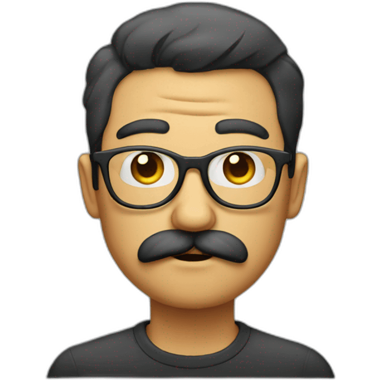 glasses and mustache man with a judgmental face expression emoji