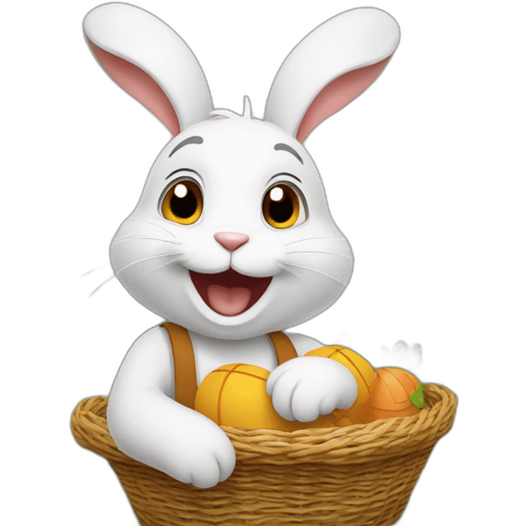 Happy rabbit with a basket emoji