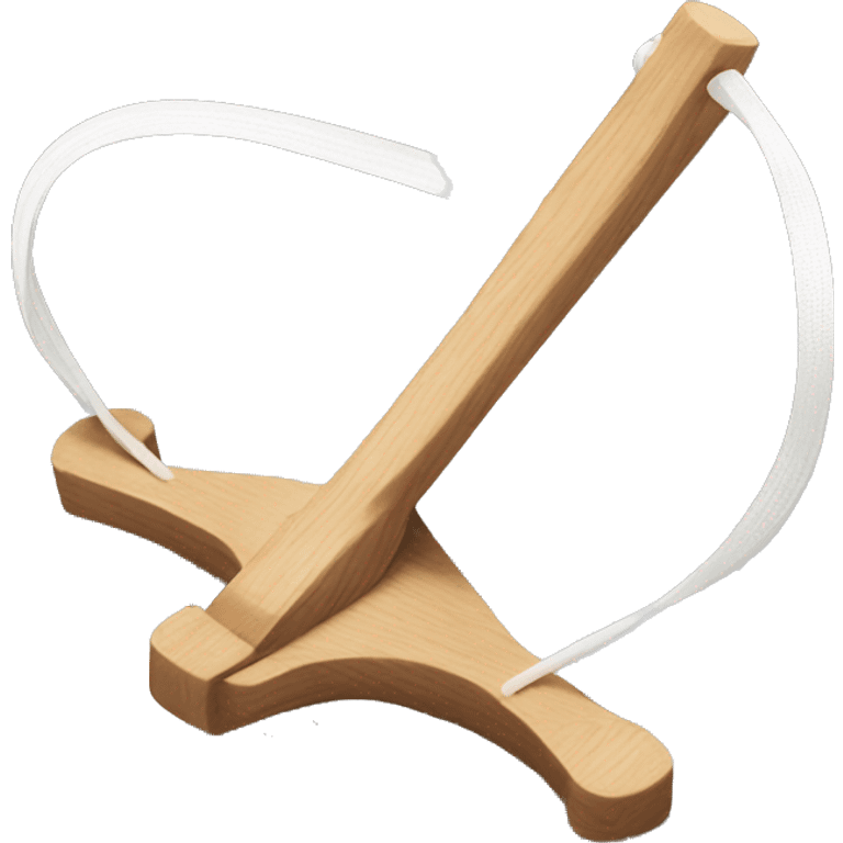 wooden y shaped slingshot with white elastic rubberband emoji