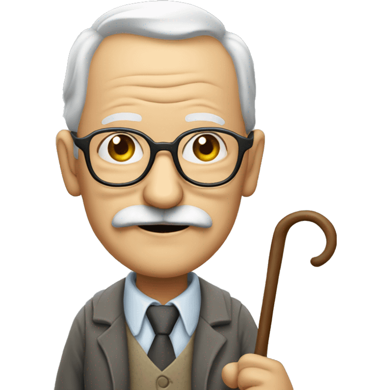 old man with moustache and glasses walking with a cane emoji