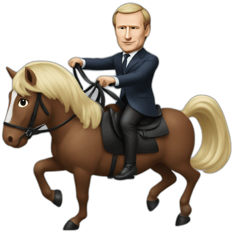 Vladimir Poutine riding Emmanuel Macron emoji