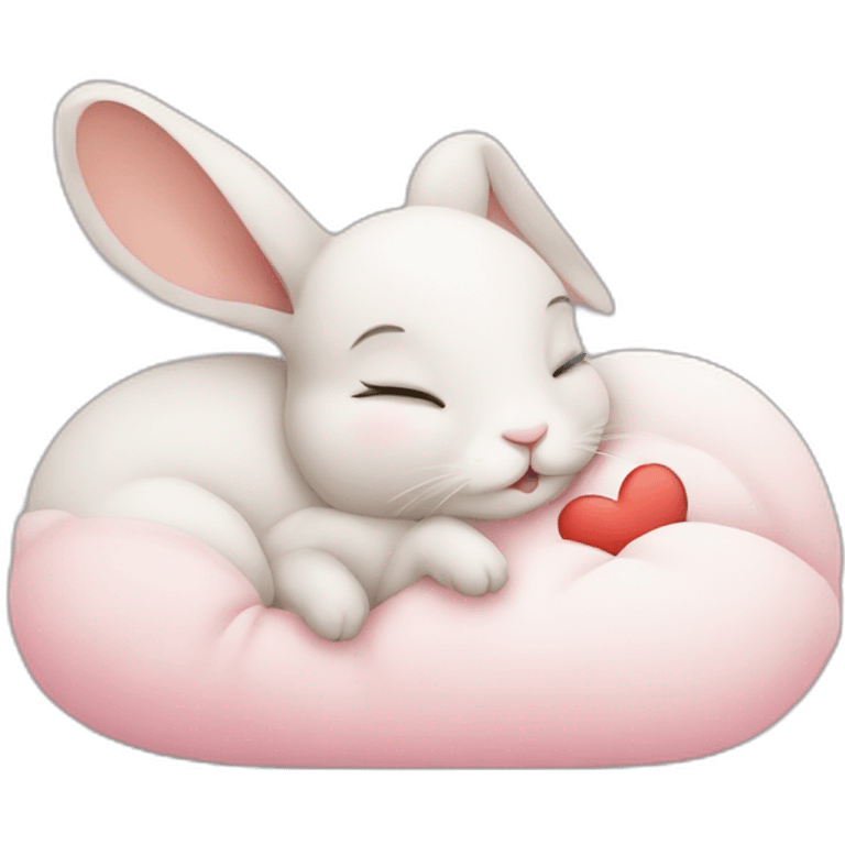 baby rabbit sleeping with heart emoji