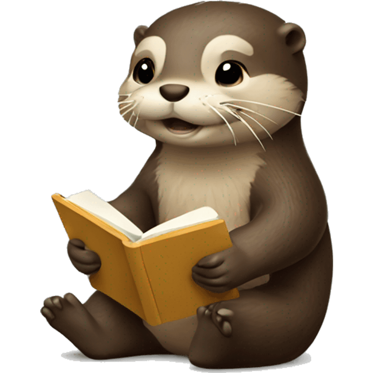 cute otter writing in a notebook with a pencil  emoji