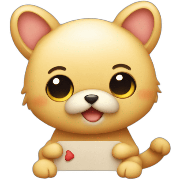 cute animal holding a comment button emoji