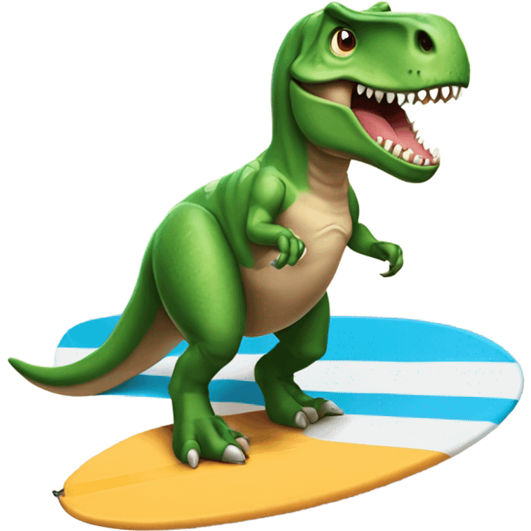 T rex holding a surfboard  emoji