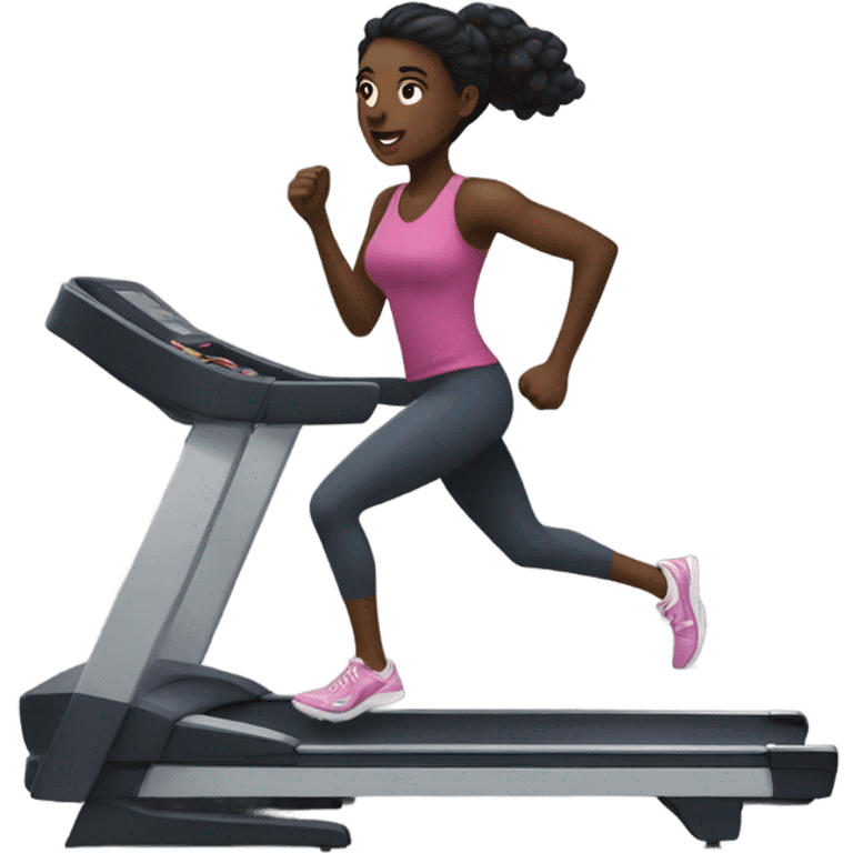 Dark skinned black women running on treadmill emoji