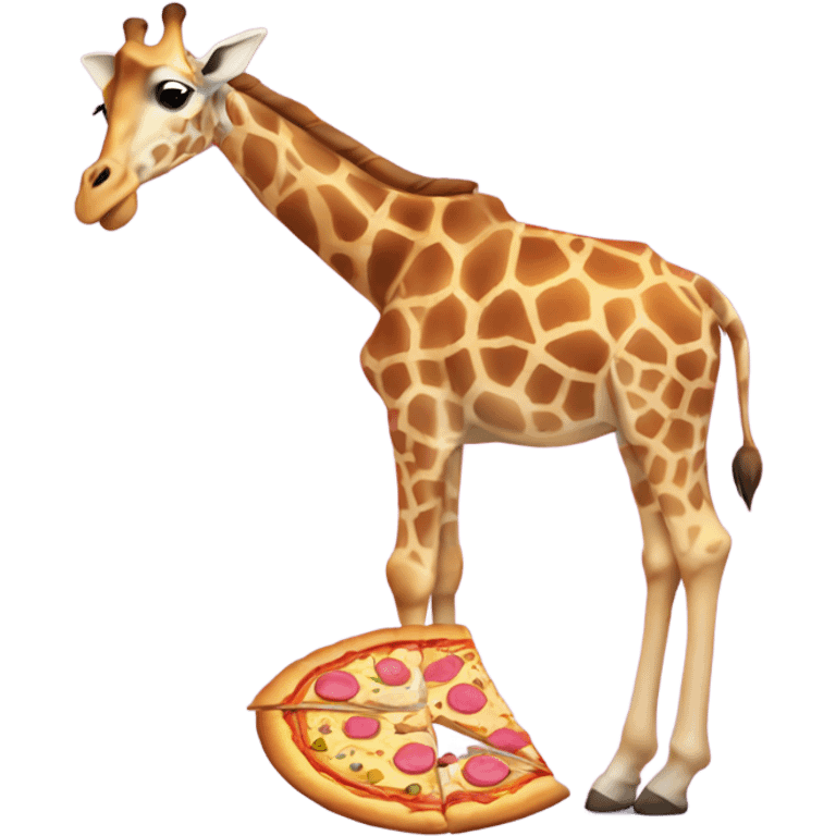 giraffe eating pizza with pink dress on emoji