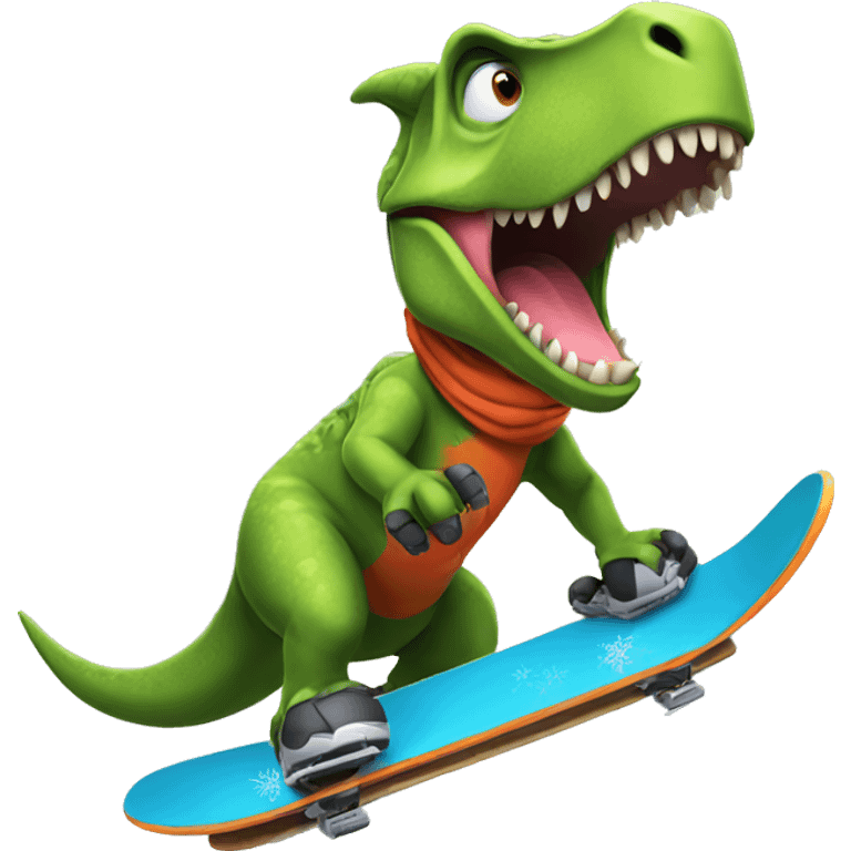 Dinosaur snowboarding  emoji