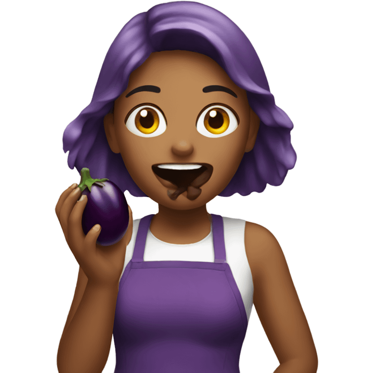 girl eating an eggplant emoji