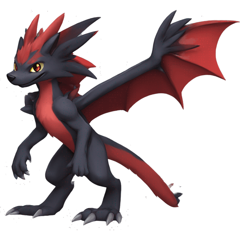 Anthro Cute cool black red nargacuga sergal animal hybrid Fakemon full body emoji