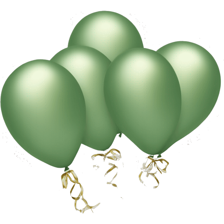 Aesthetic sage green 3 balloons with gold ribbons emoji