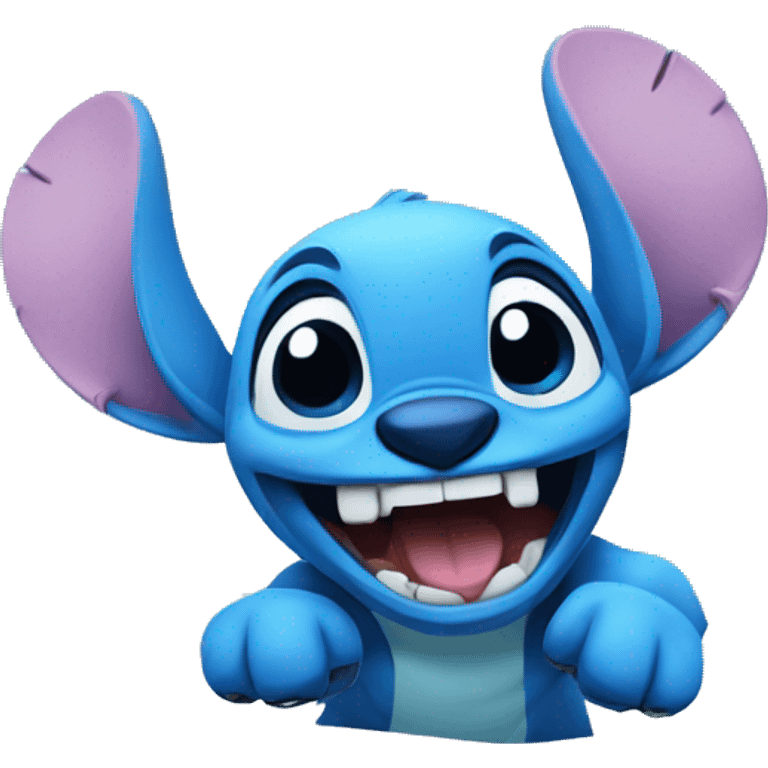 stitch running around snow emoji