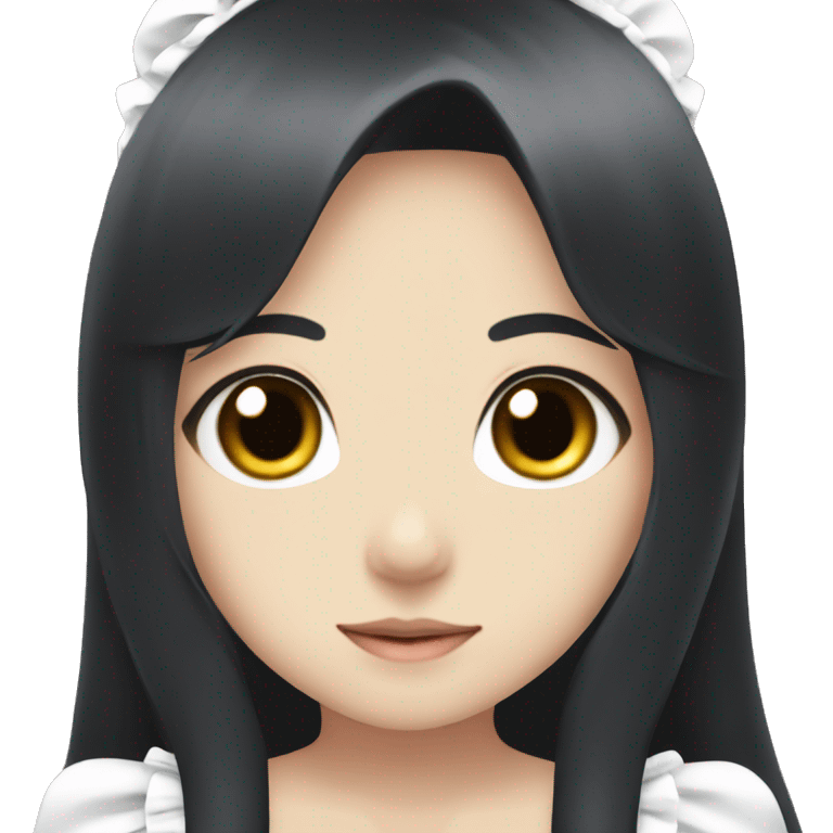 Anime maid with brown eyes, long black hair emoji