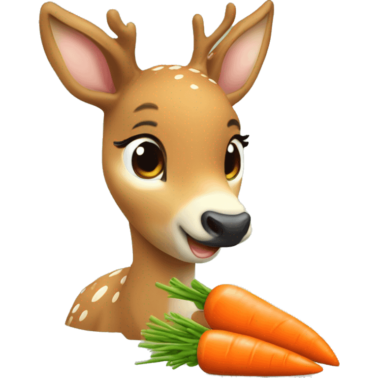 cute deer eating carrot ￼ emoji