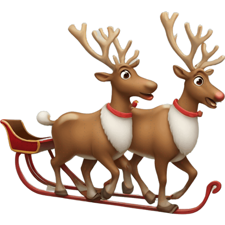 two reindeer pulling a sleigh emoji